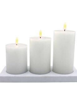 Genopladelige Bloklys 3 Pak 3D Flamme m. Fjernbetjening